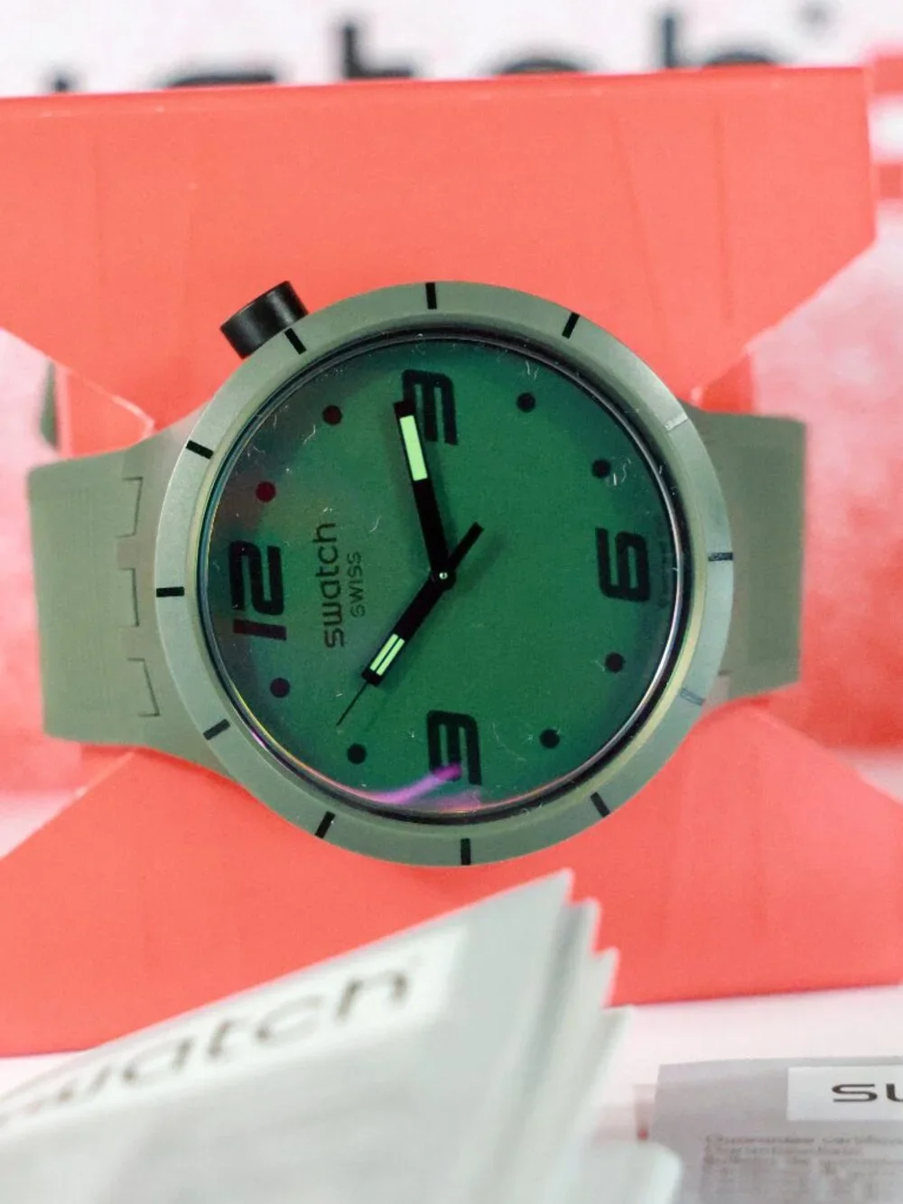 New Swiss Made BIG BOLD Futuristic Green SO27M105 47MM Multicolors W/Light